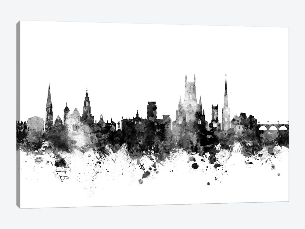 Worcester, England Skyline In Black & White by Michael Tompsett 1-piece Canvas Artwork