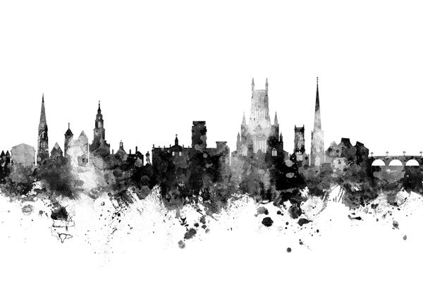 Worcester, England Skyline In Black & White