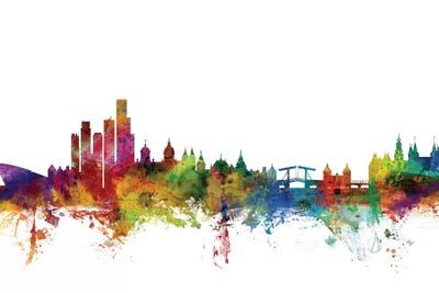 Rainbow Blend Amsterdam, The Netherlands Skyline by Michael Tompsett multi panel art