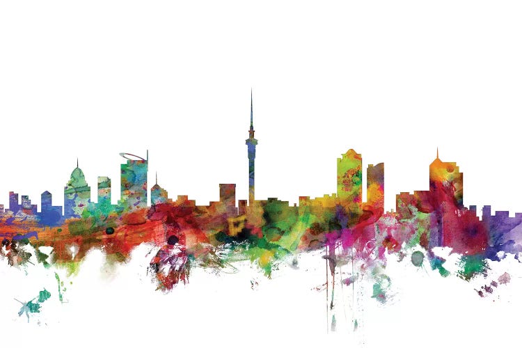 Rainbow Blend Auckland, New Zealand Skyline by Michael Tompsett wall art
