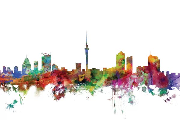 New Zealand: Rainbow Blend Auckland, New Zealand Skyline by Michael Tompsett