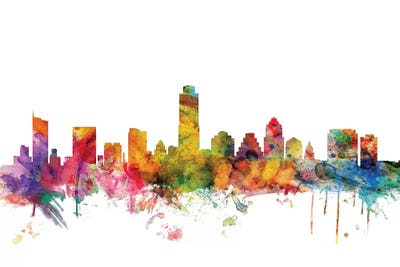 Rainbow Blend Austin, Texas Skyline by Michael Tompsett framed wall art