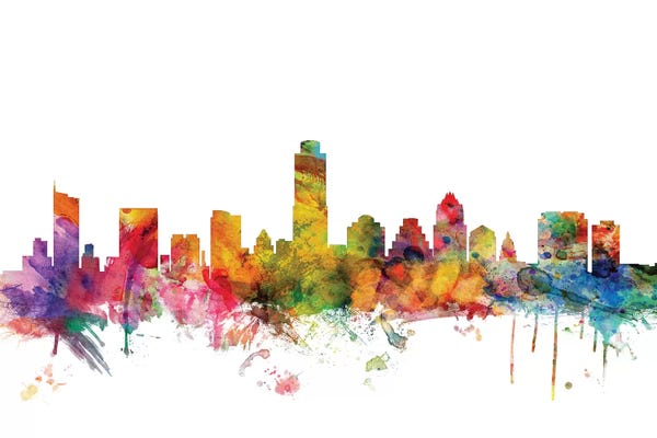 Michael Tompsett: Rainbow Blend Austin, Texas Skyline by Michael Tompsett