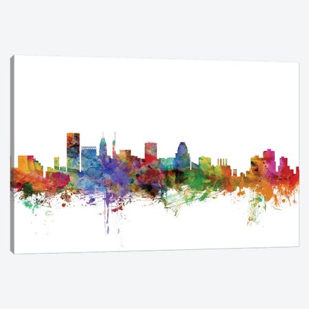 Baltimore, Maryland Skyline Canvas Print #MTO977} by Michael Tompsett Canvas Wall Art