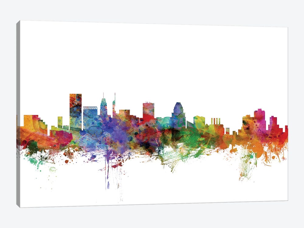 Baltimore, Maryland Skyline by Michael Tompsett 1-piece Canvas Art Print