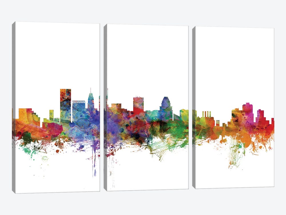 Baltimore, Maryland Skyline by Michael Tompsett 3-piece Art Print