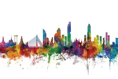Rainbow Blend Bangkok, Thailand Skyline by Michael Tompsett acrylic art print