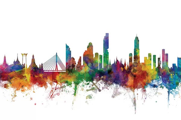Thailand: Rainbow Blend Bangkok, Thailand Skyline by Michael Tompsett