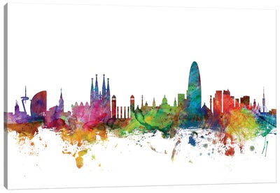 Barcelona, Spain Skyline Canvas Art Print - Spain Art
