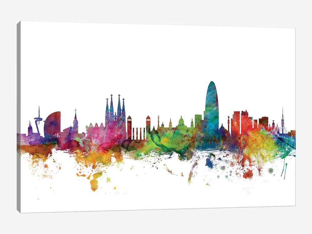 Barcelona, Spain Skyline by Michael Tompsett 1-piece Canvas Print