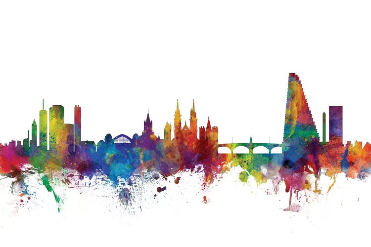Rainbow Blend Basel, Switzerland Skyline by Michael Tompsett wall art