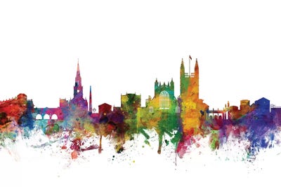 Rainbow Blend Bath, England Skyline Cityscape by Michael Tompsett art print