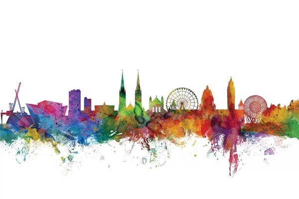 Belfast: Rainbow Blend Belfast, Northern Ireland Skyline by Michael Tompsett