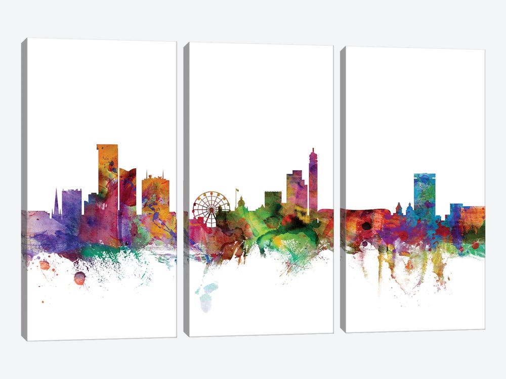 Birmingham, England Skyline by Michael Tompsett 3-piece Canvas Print