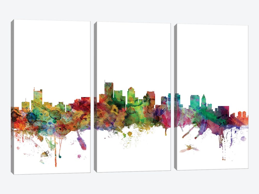 Boston, Massachusetts Skyline by Michael Tompsett 3-piece Canvas Print