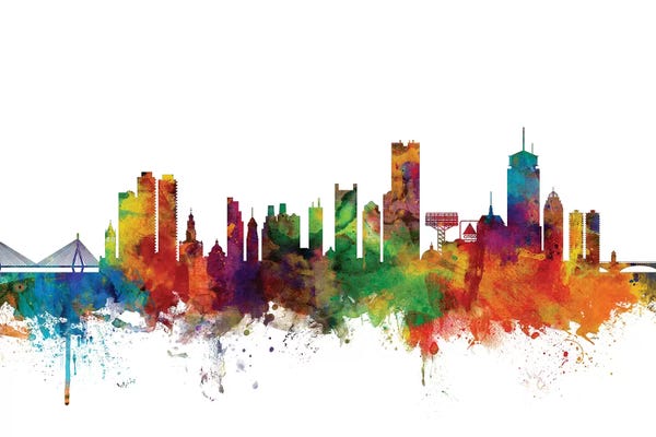 Michael Tompsett: Rainbow Blend Boston, Massachusetts Skyline by Michael Tompsett
