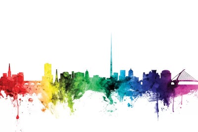 Rainbow Skyline Of Dublin, Republic Of Ireland by Michael Tompsett canvas print