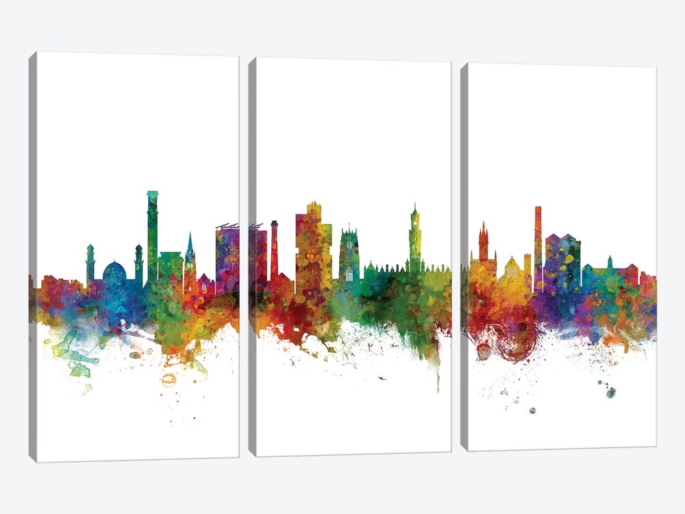 Bradford, England Skyline by Michael Tompsett 3-piece Canvas Print