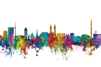 Rainbow Blend Bremen, Germany Skyline by Michael Tompsett canvas print