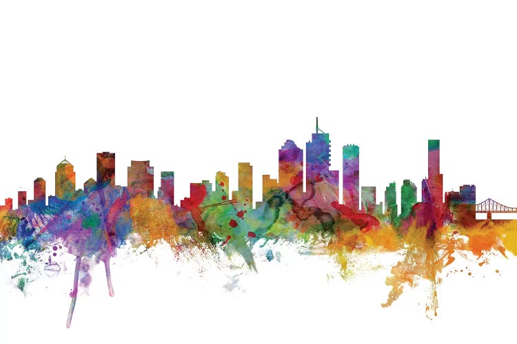 Rainbow Blend Brisbane, Australia Skyline by Michael Tompsett wall art