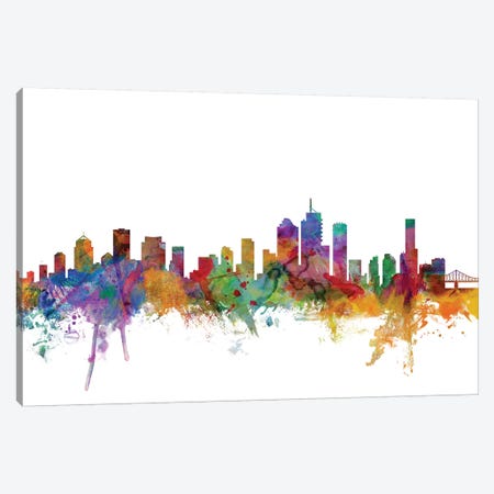 Brisbane, Australia Skyline Canvas Print #MTO994} by Michael Tompsett Canvas Wall Art