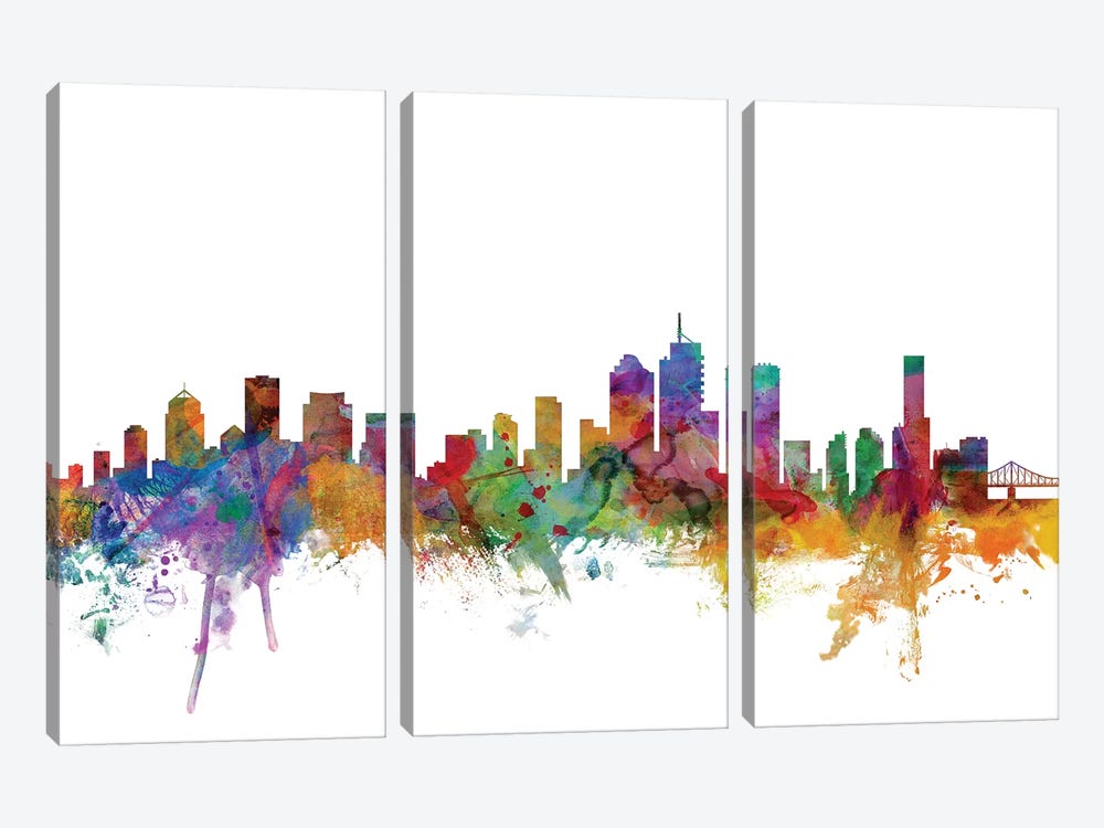 Brisbane, Australia Skyline by Michael Tompsett 3-piece Canvas Wall Art
