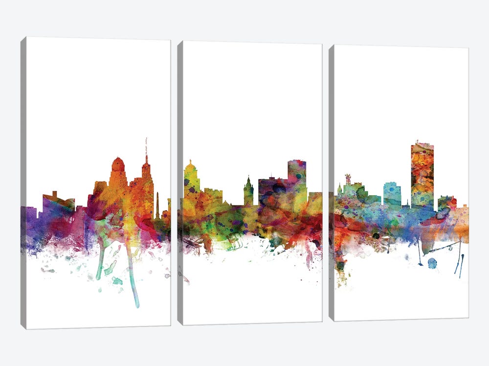 Buffalo, New York Skyline by Michael Tompsett 3-piece Canvas Print
