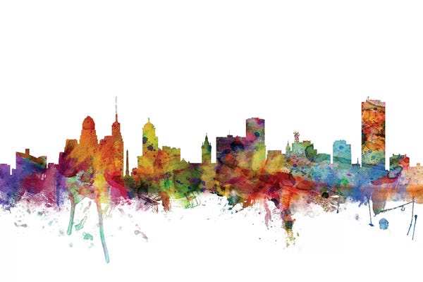 New York: Rainbow Blend Buffalo, New York Skyline by Michael Tompsett
