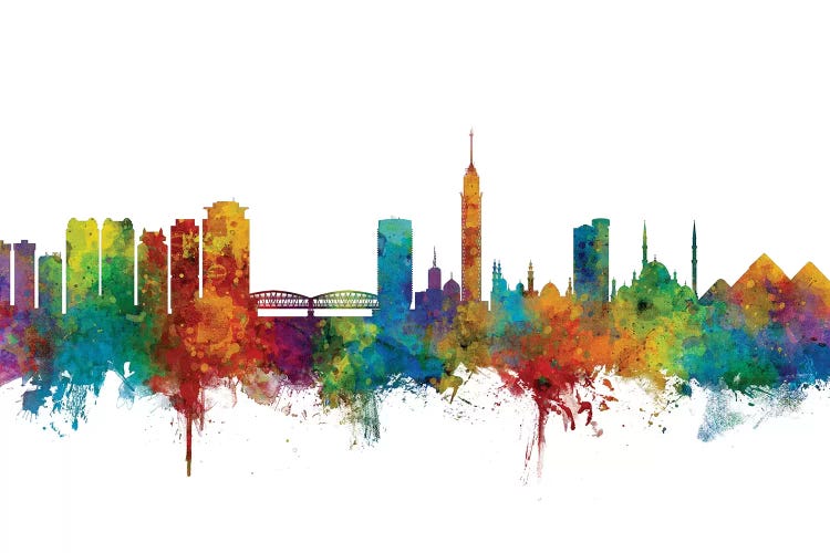 Rainbow Blend Cairo, Egypt Skyline by Michael Tompsett wall art