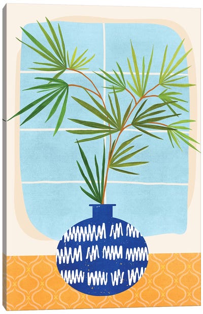 Window Seat Canvas Art Print - Blue Tropics