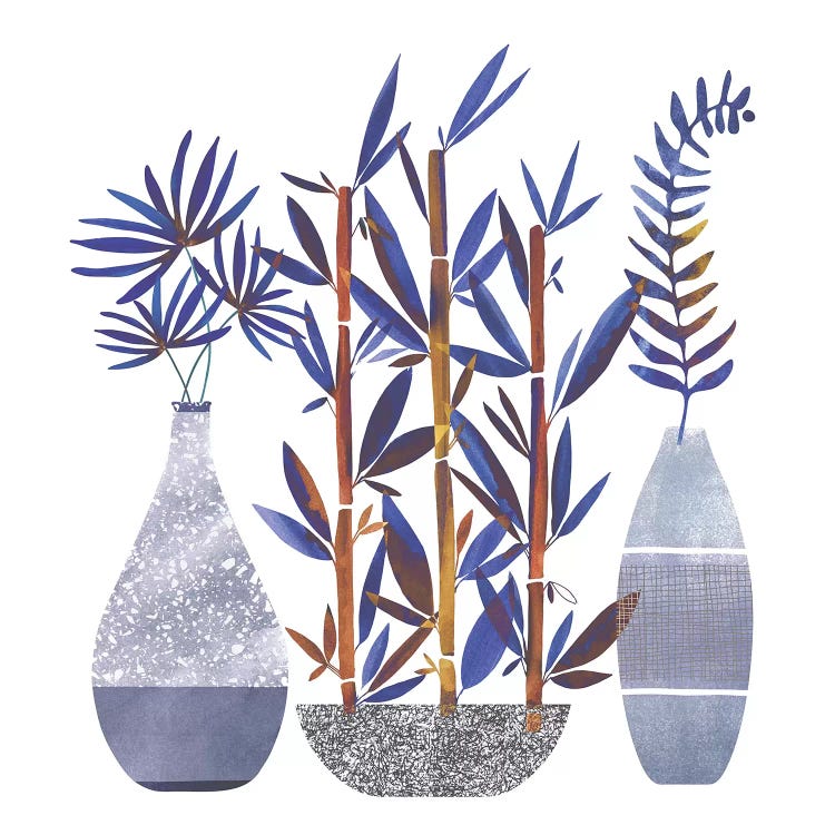 Indigo Flora Trio by Modern Tropical wall art