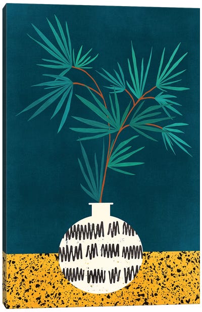 Night Palm Canvas Art Print - Modern Tropical