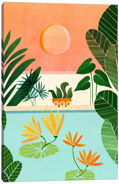 Shangri La Sunset Canvas Art Print - Modern Tropical