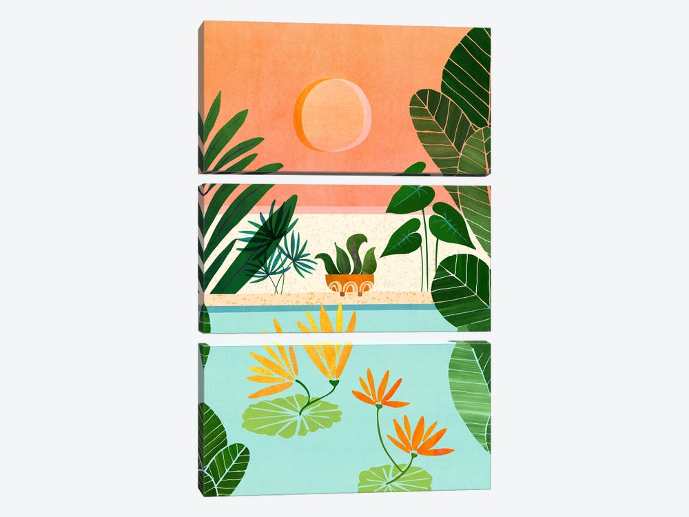 Shangri La Sunset by Modern Tropical 3-piece Canvas Wall Art