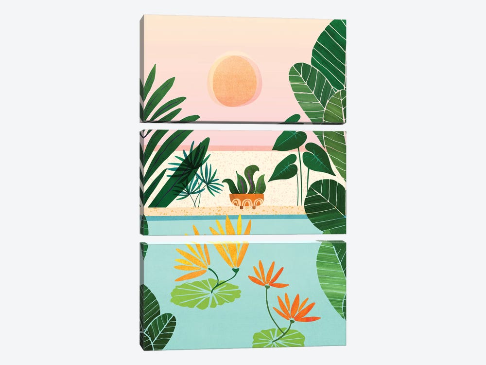 Shangri La Sunrise by Modern Tropical 3-piece Canvas Art Print