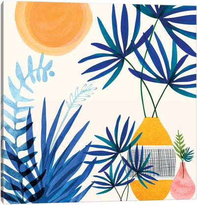 Moroccan Blues Canvas Art Print - Modern Tropical