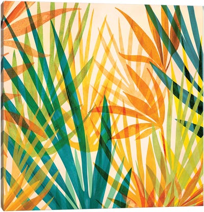 Golden Tropics Canvas Art Print - Tropical Leaf Art