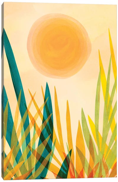 Golden Garden Canvas Art Print - Modern Tropical