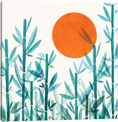 Zen Garden Sunset Canvas Art Print - Modern Tropical