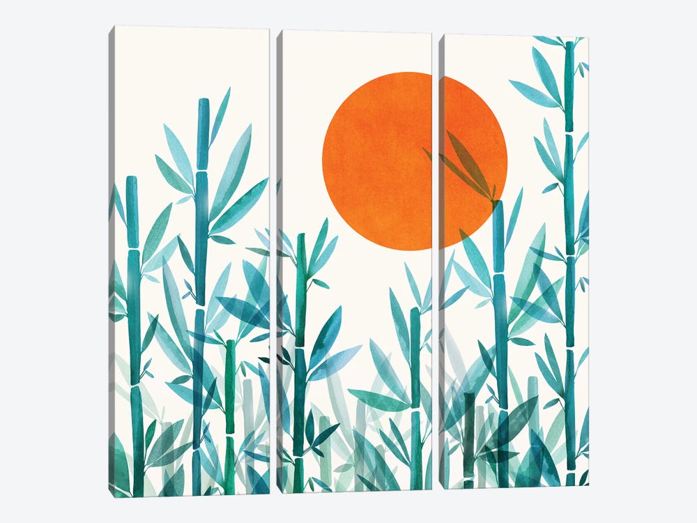 Zen Garden Sunset by Modern Tropical 3-piece Canvas Wall Art