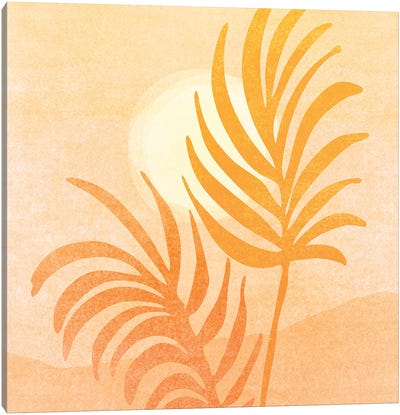 Abstract Golden Landscape Canvas Art Print - Modern Tropical