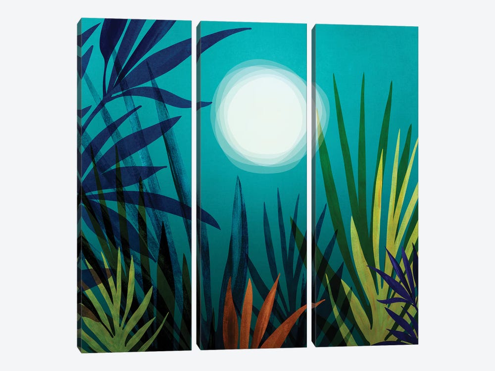 Midnight In The Jungle by Modern Tropical 3-piece Art Print