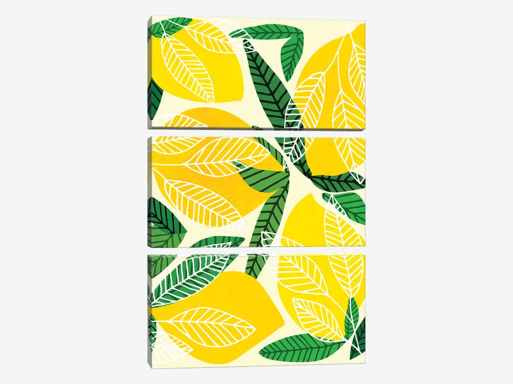 The Lemon Party by Modern Tropical 3-piece Canvas Print