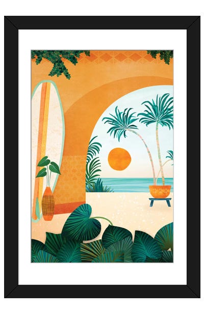 Seaside Surf Retreat Paper Art Print - Modern Tropical
