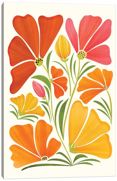 Summer Wildflowers Canvas Art Print - Modern Tropical