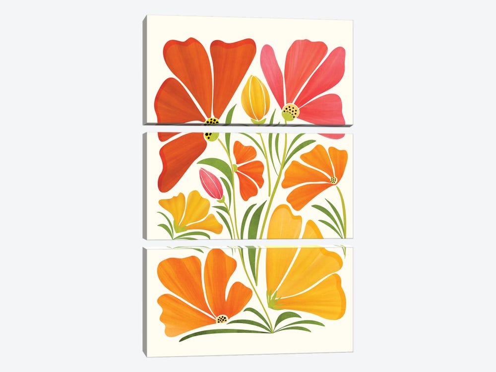 Summer Wildflowers by Modern Tropical 3-piece Art Print