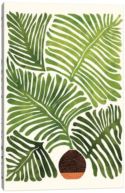 Summer Fern Canvas Art Print - Tropical Leaf Art