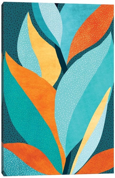 Abstract Tropical Foliage Canvas Art Print - Tropical Décor