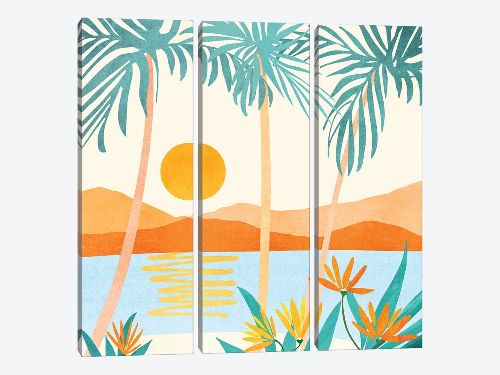 Bali Sunset by Modern Tropical 3-piece Canvas Art Print