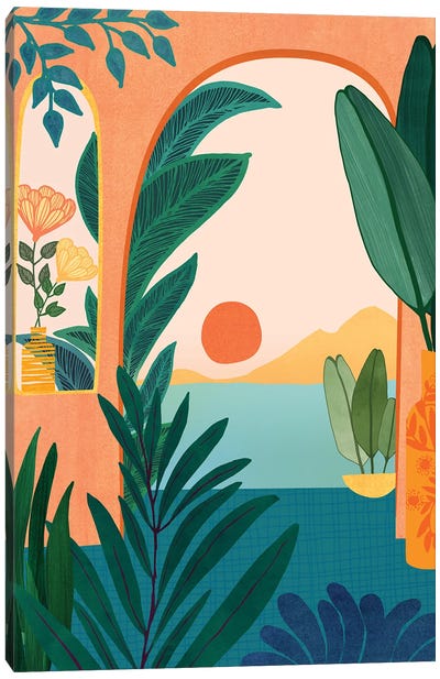 Tropical Evening Canvas Art Print - Tropical Leaf Art